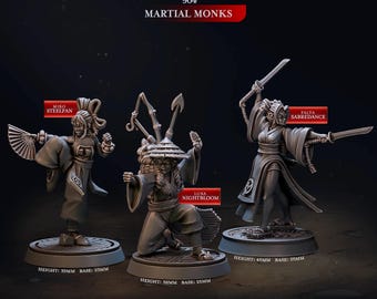 3D Printed Cast n Play Martial Monks Eternal Monks Set 28mm 32mm D&D