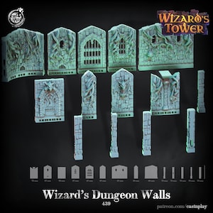 3D Printed Cast n Play Wizard's Dungeon Walls Wizards Tower 28mm 32mm D&D