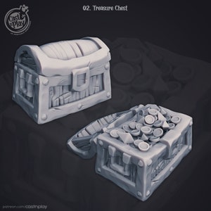 3DプリントCast n Play宝箱28 mm 32 mm D&D