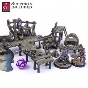 3D Printed STL Miniatures Boat Builder Set 28mm - 32mm War Gaming D&D