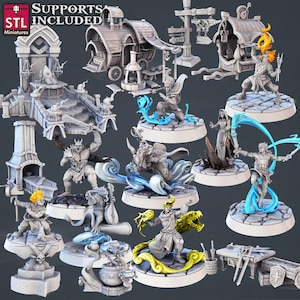 3D-geprinte STL-miniaturen Genasi-set 28 - 32 mm War Gaming D&D