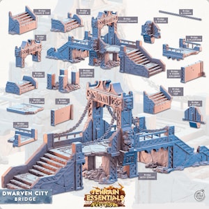 3D Printed Cast n Play Terrain Essentials Vol III Exteriors Dwarven City Set Bridge 28mm 32mm D&D