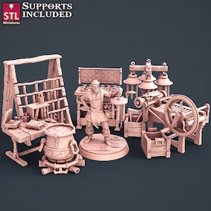 3D Printed STL Miniatures Candle Maker Set Fantasy NPC 2 | 28 - 32mm War Gaming D&D