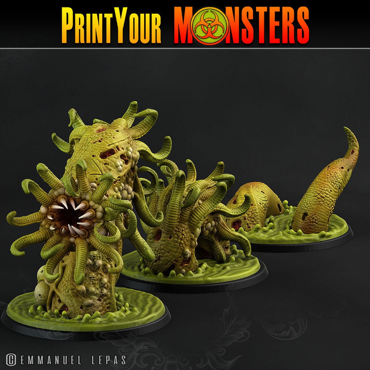 3D Printed Print Your Monsters Horrific Plague Worm Plague Army Of Spooky Swamp Set 28mm - 32mm D&D Wargaming