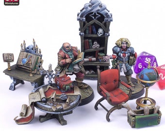 3D Printed STL Miniatures Librarian Set 28mm - 32mm War Gaming D&D