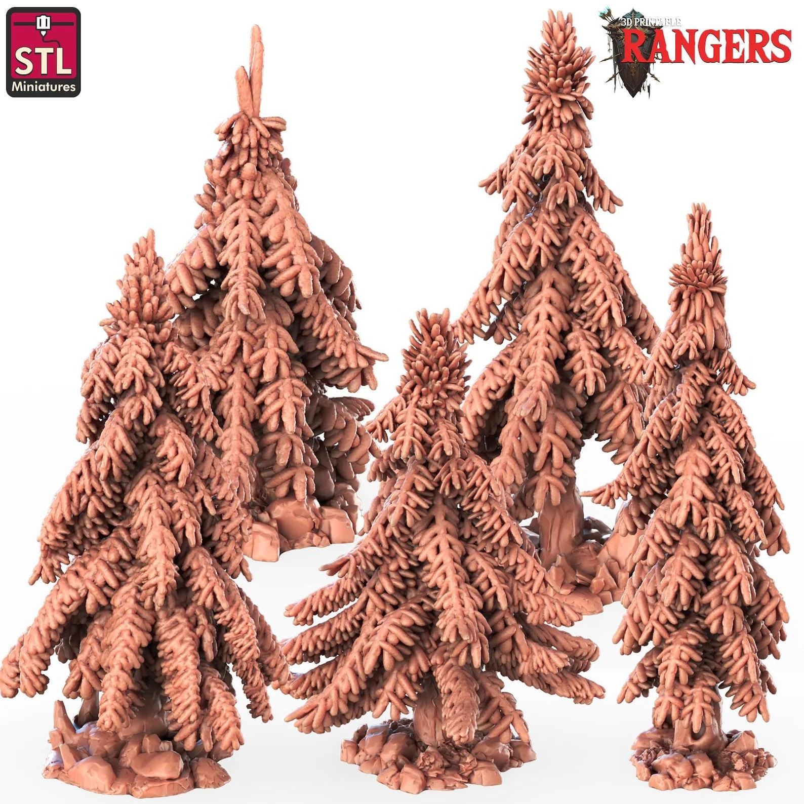 3D Printed STL Miniatures Rangers Trees Set Rangers 28 - 32mm War ...