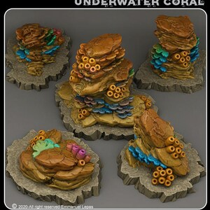 3D gedruckte Fantastische Pflanzen und Felsen Unterwasserkoralle 28mm - 32mm D&D Wargaming