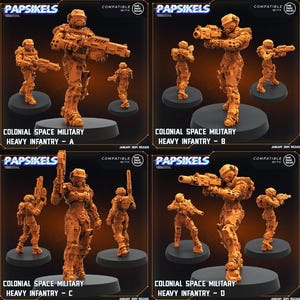 3D Printed Papsikels Human Offence Force Armored Troopers Set Dropship Troopers 28mm 32mm