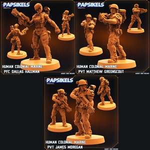3D Printed Papsikels Cyberpunk Sci-Fi Human Colonial Marine Pfc Set - 28mm 32mm