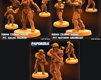 3D Printed Papsikels Cyberpunk Sci-Fi Human Colonial Marine Pfc Set - 28mm 32mm