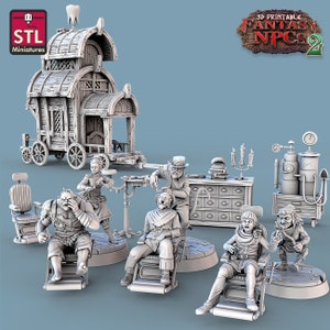 3D プリント STL ミニチュア 歯科医セット ファンタジー NPC 2 | 28 - 32 mm 戦争ゲーム D&D