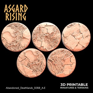 3D Printed Asgard Rising Abandoned Deathlands 5x 50mm Round Base Wargaming DnD