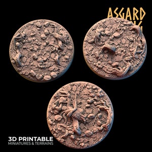 3D Printed Asgard Rising Forest Litter - 3 x 40mm Round Base Set 1 Wargaming DnD