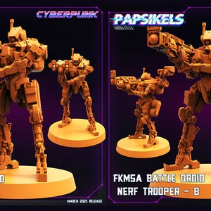 3D-geprinte Papsikels - Fkmsa Battle Droid Nerf Trooper Set maart 2023 Cyberpunk - 28 mm 32 mm