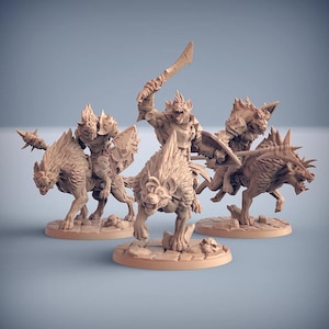 3D Printed Artisan Guild Hyenafiend Riders Bonegnasher Gnolls 28mm 32mm