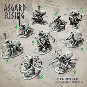 3D Printed Asgard Rising Goblin Spiders Riders Set 32mm Ragnarok D&D