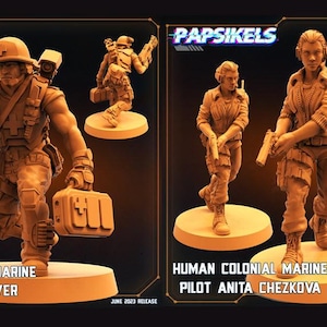 3D Printed Papsikels June 2023 Scifi - Aliens Vs Humans Part 5 Human Colonial Set 28mm 32mm