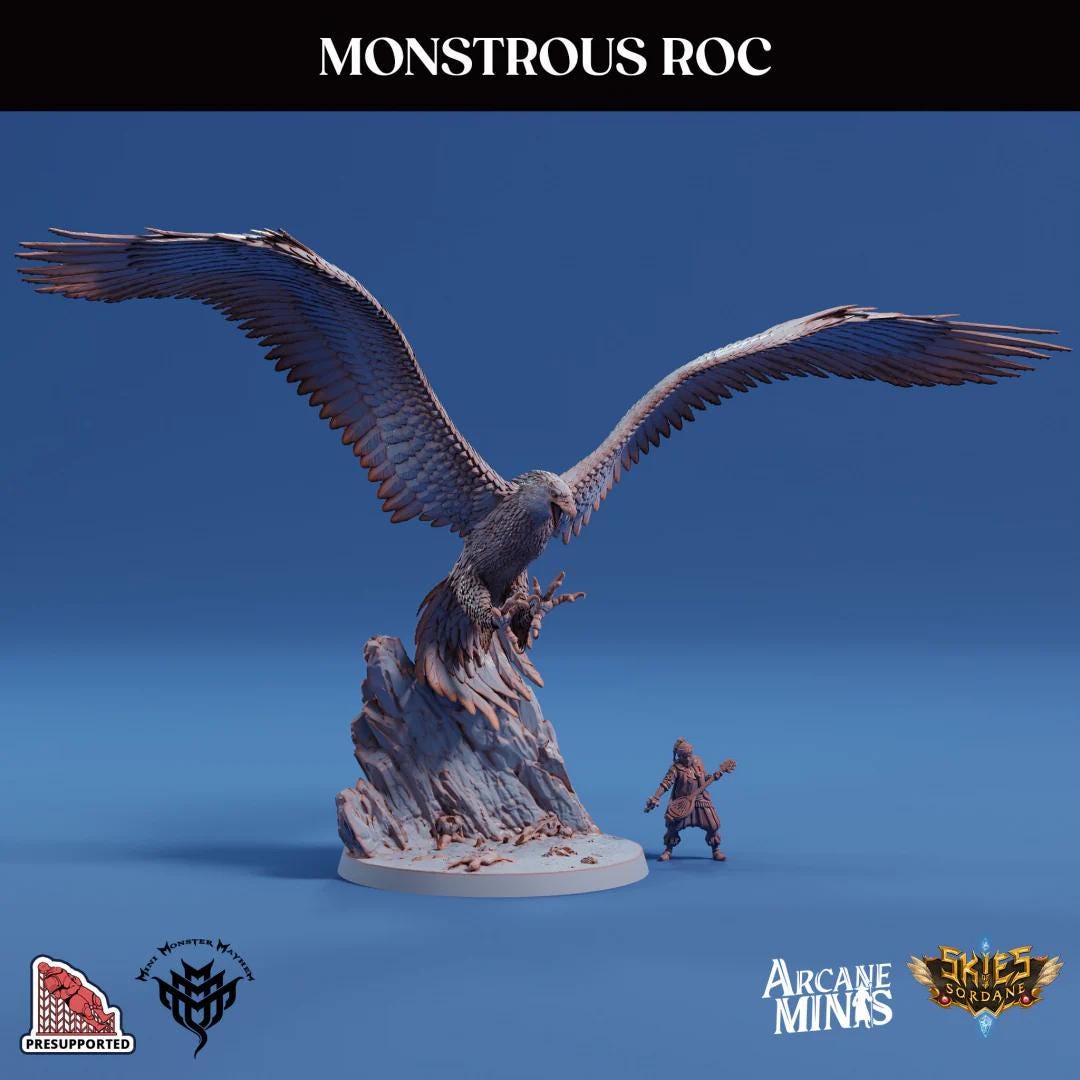 Dnd Roc Size Scale 3D Printed Sordane Publishing Monstrous Roc 28 32mm D&D - Etsy