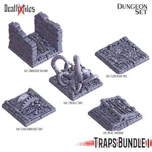 3D Printed Cast n Play Death x Tiles - Trap Bundle Set 2 Dungeon Set 28mm 32mm D&D