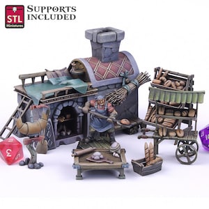 3DプリントSTLミニチュアベイカーセット28mm - 32mmウォーゲームD＆D