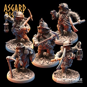 3D Printed Asgard Rising Dwarf Dwarven Miners Set 1 28mm - 32mm