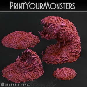 3D Printed Print Your Monsters Worm Swarm Total Worms 2 Set 28mm - 32mm D&D Wargaming