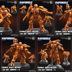 3D Printed Papsikels Human Offence Force Mech Troopers Set Dropship Troopers 28mm 32mm