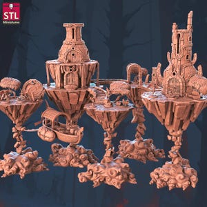3D Gedruckte STL Miniaturen Schwimmende Inseln Set 28 - 32 mm War Gaming D & D