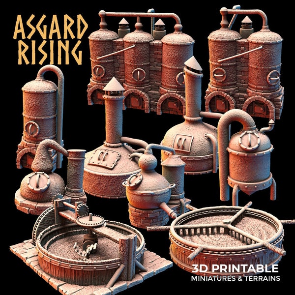 3D gedruckte Asgard Rising Dwarf Distillery and Brewery Set 28mm - 32mm