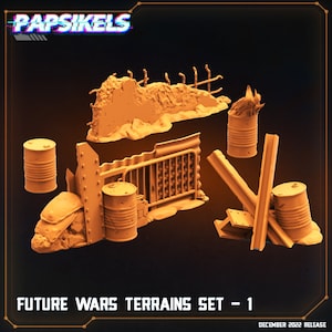 3D Printed Papsikels Cyberpunk Sci-Fi Fiuture Wars Terrain Set 1 28mm 32mm