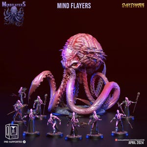 Devoradores de intelecto de arcilla cianurada impresos en 3D, facción de azotamentes, 28-32 mm, D&D