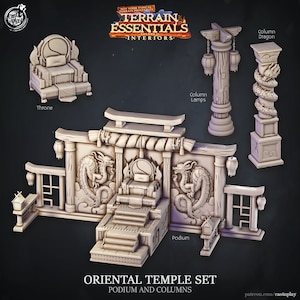 Podio y columnas del templo oriental Cast n Play impreso en 3D Elementos esenciales del terreno 28 mm 32 mm D&D