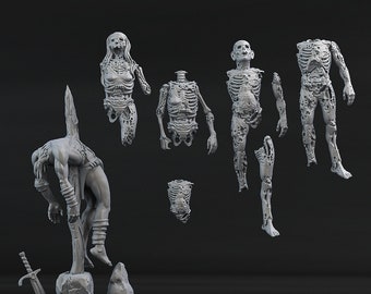 3D Printed Print Your Monsters Cadavers Dead Bodies Set 28mm - 32mm D&D Wargaming