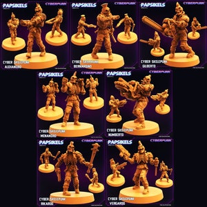 3D Printed Papsikels Cyberpunk Sci-Fi Cyber Skelepunk Set- 28mm 32mm