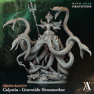 3D Gedruckt Archvillain Spiele Calystia Gravetide Sirenenmutter Archvillain Bestiary Vol VII 28 32mm D & D