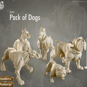 3D-geprinte Cast n Play Hawkers of Thamarya - roedel honden 28 mm 32 mm D&D