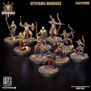 3D Printed Clay Cyanide Githyanki Warriors Set 28 32 mm D&D