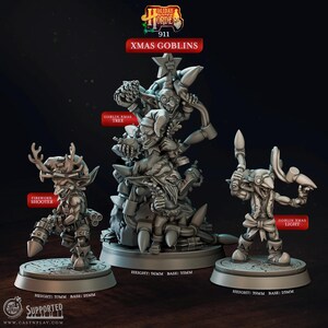 Set de figuras navideñas de goblins Cast n Play impresas en 3D (28 mm, 32 mm, D&D)