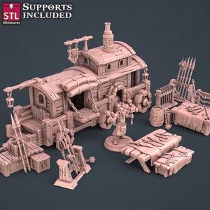 3DプリントSTLミニチュア鍛冶屋武器店セット28mm - 32mm戦争ゲームD＆D