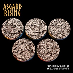 3D Printed Asgard Rising Worn Pavingstone - 5 x 25 28 32 35 mm Round Base Set A Wargaming DnD