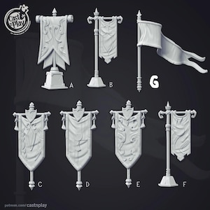 Cast n Play imprimé en 3D - Accessoires de bannière de tournoi 28 mm 32 mm D&D