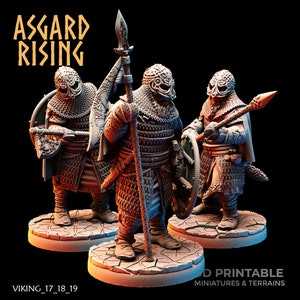 3D Printed Asgard Rising Viking Hersir with Guardsmen 28 32mm Wargaming DnD