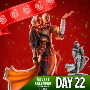 3D Printed Cast n Play Elvish Monk 28mm 32mm D&D