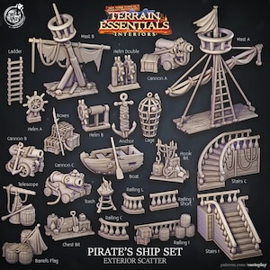 3D Printed Cast n Play Pirate Ship Exterior Scatter Terrain Essentials 28mm 32mm D&D
