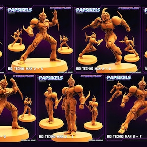 3D Printed Papsikels September 2023 Cyberpunk Bio Techno Man 1 Set 28mm 32mm