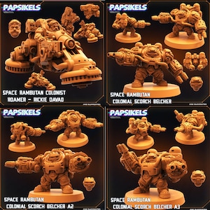3D Printed Papsikels Cyberpunk Sci-Fi Space Rambutan Colonial Set - 28mm 32mm
