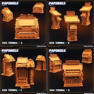 3D Printed Papsikels Cyberpunk Sci-Fi Data Terminal Set 1 - 28mm 32mm