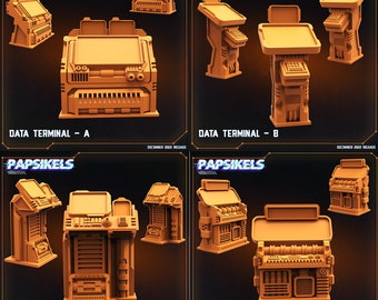 3D Printed Papsikels Cyberpunk Sci-Fi Data Terminal Set 1 - 28mm 32mm