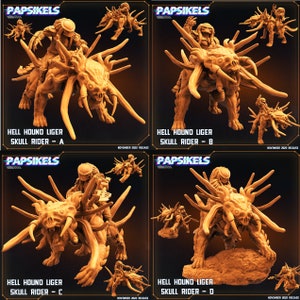 3D Printed Papsikels Cyberpunk Sci-Fi Hell Hound Liger Skull Rider Set - 28mm 32mm