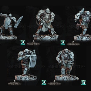 3D Printed Archvillain Games Deadmen Brigade - Morior Invictus Morior Iron Guard 28 32mm D&D